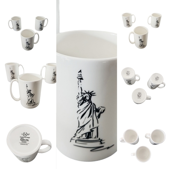 LENOX Dinnerware Tin Can Alley New York Accent Statue of Liberty 3 piece Mug Set - Picture 1 of 8